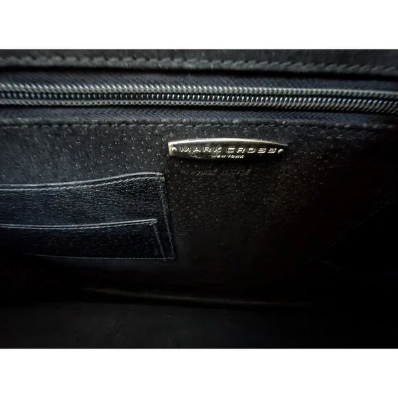 Mark Cross Vintage Black Polished Leather Accordion Briefcase Shoulder Strap - Picture 12 of 16